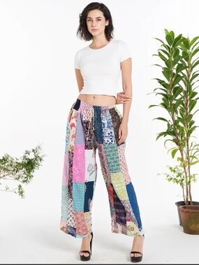 Kathmandu Imports Patchwork Wide-Leg Pants - Multicolor